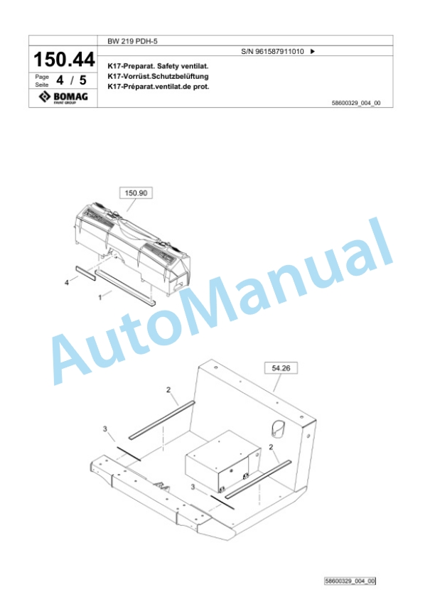 Bomag BW 219 PDH-5 Single Drum Wheel Drive Vibratory Roller Spare Parts Catalogue 00826945 4 Bomag BW 219 PDH-5 Single Drum Wheel Drive Vibratory Roller Spare Parts Catalogue 00826945-4