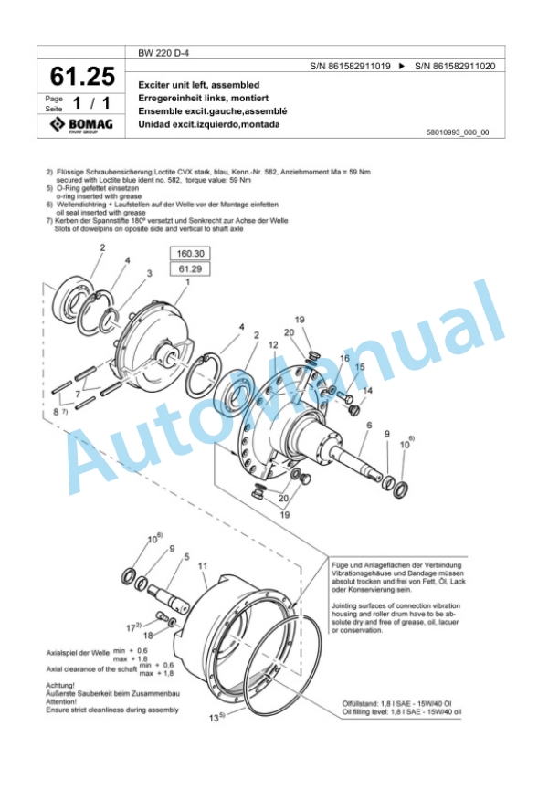 Bomag BW 220 D-4 Single Drum Wheel Drive Vibratory Roller Spare Parts Catalogue 00818989 2 Bomag BW 220 D-4 Single Drum Wheel Drive Vibratory Roller Spare Parts Catalogue 00818989-2