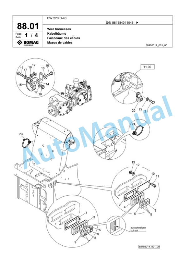 Bomag BW 220 D-40 Single Drum Wheel Drive Vibratory Roller Spare Parts Catalogue 00824803 3 Bomag BW 220 D-40 Single Drum Wheel Drive Vibratory Roller Spare Parts Catalogue 00824803-3