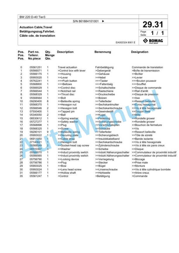 Bomag BW 220 D-40 Tier3 Single Drum Wheel Drive Vibratory Roller Spare Parts Catalogue 00825185 2 Bomag BW 220 D-40 Tier3 Single Drum Wheel Drive Vibratory Roller Spare Parts Catalogue 00825185-2