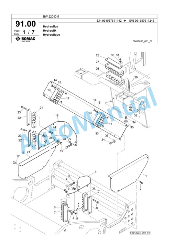 Bomag BW 220 D-5 Single Drum Wheel Drive Vibratory Roller Spare Parts Catalogue 00826429 2 Bomag BW 220 D-5 Single Drum Wheel Drive Vibratory Roller Spare Parts Catalogue 00826429-2