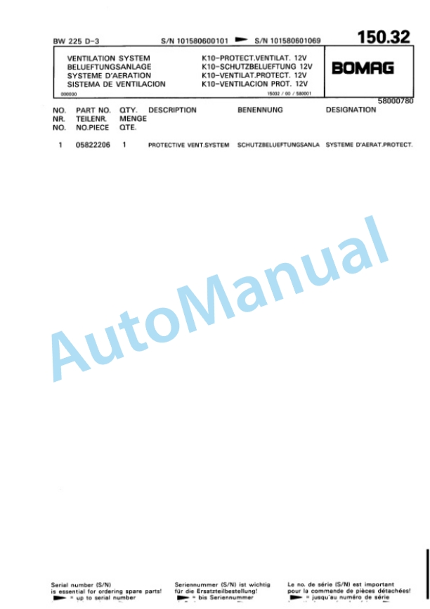Bomag BW 225 D-3 Single Drum Wheel Drive Vibratory Roller Spare Parts Catalogue 00815360 4 Bomag BW 225 D-3 Single Drum Wheel Drive Vibratory Roller Spare Parts Catalogue 00815360-4
