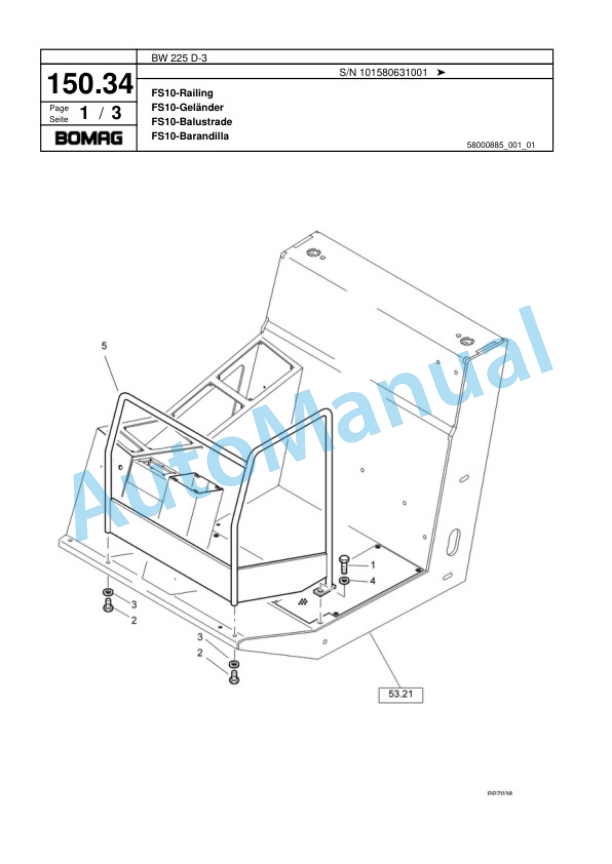 Bomag BW 225 D-3 Single Drum Wheel Drive Vibratory Roller Spare Parts Catalogue 00817546 5 Bomag BW 225 D-3 Single Drum Wheel Drive Vibratory Roller Spare Parts Catalogue 00817546-5