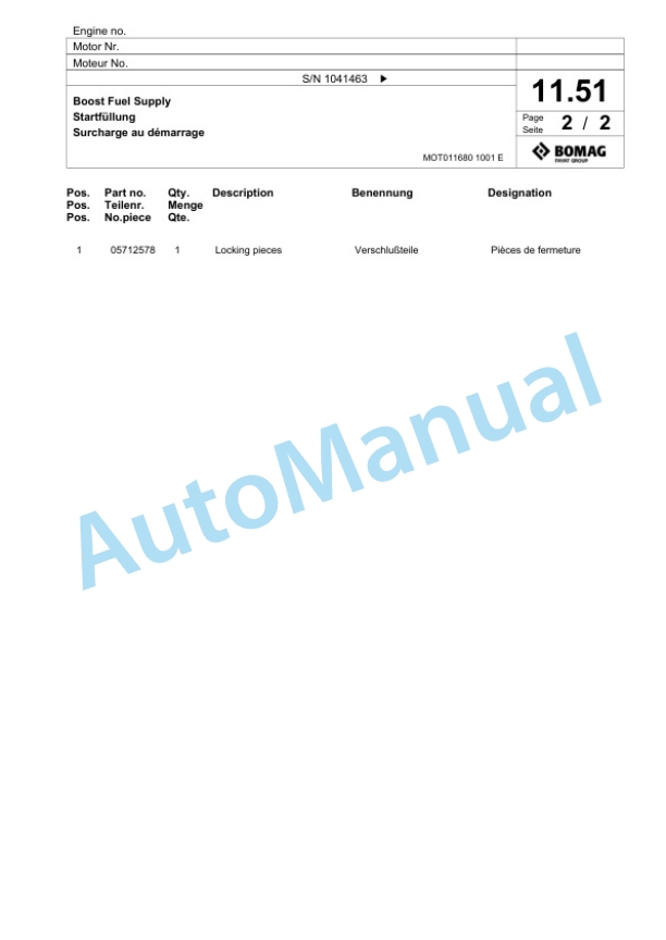 Bomag BW 225 D-3 VARIOCONTROL Single Drum Wheel Drive Vibratory Roller Spare Parts Catalogue 00817549 2 Bomag BW 225 D-3 VARIOCONTROL Single Drum Wheel Drive Vibratory Roller Spare Parts Catalogue 00817549-2