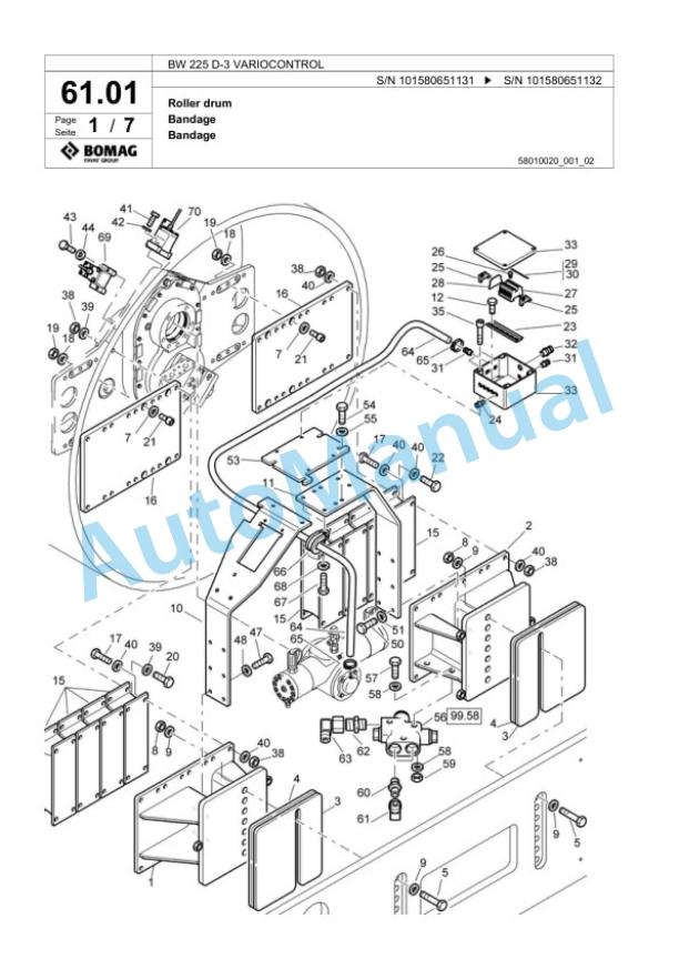 Bomag BW 225 D-3 VARIOCONTROL Single Drum Wheel Drive Vibratory Roller Spare Parts Catalogue 00817549 3 Bomag BW 225 D-3 VARIOCONTROL Single Drum Wheel Drive Vibratory Roller Spare Parts Catalogue 00817549-3