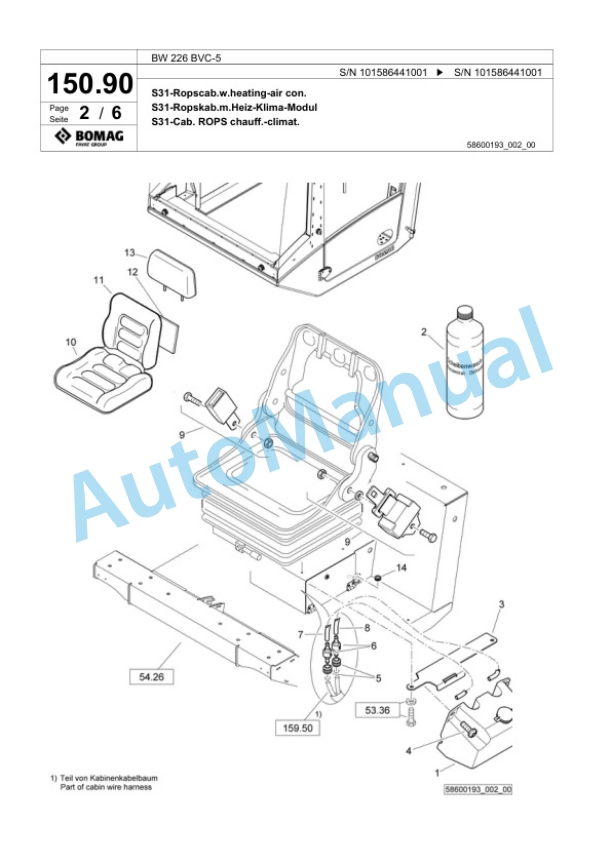 Bomag BW 226 BVC-5 Single Drum Wheel Drive Vibratory Roller Spare Parts Catalogue 00824883 5 Bomag BW 226 BVC-5 Single Drum Wheel Drive Vibratory Roller Spare Parts Catalogue 00824883-5