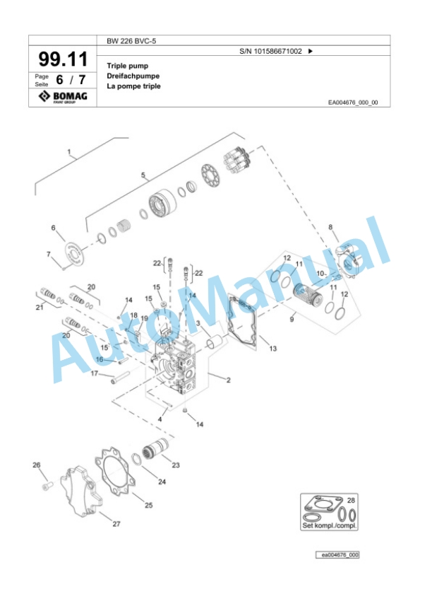 Bomag BW 226 BVC-5 Single Drum Wheel Drive Vibratory Roller Spare Parts Catalogue 00825217 3 Bomag BW 226 BVC-5 Single Drum Wheel Drive Vibratory Roller Spare Parts Catalogue 00825217-3