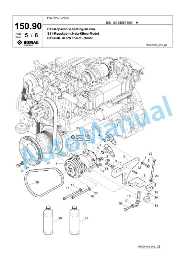 Bomag BW 226 BVC-5 Single Drum Wheel Drive Vibratory Roller Spare Parts Catalogue 00825217 5 Bomag BW 226 BVC-5 Single Drum Wheel Drive Vibratory Roller Spare Parts Catalogue 00825217-5