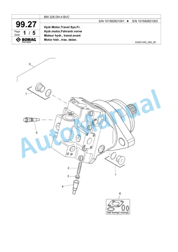 Bomag BW 226 DH-4 BVC Single Drum Wheel Drive Vibratory Roller Spare Parts Catalogue 00817813 4 Bomag BW 226 DH-4 BVC Single Drum Wheel Drive Vibratory Roller Spare Parts Catalogue 00817813-4