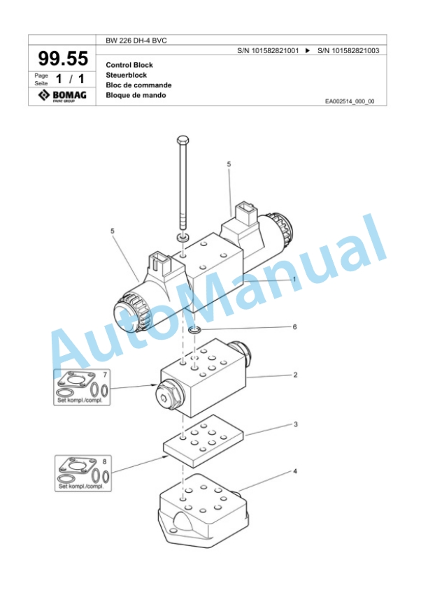 Bomag BW 226 DH-4 BVC Single Drum Wheel Drive Vibratory Roller Spare Parts Catalogue 00817813 5 Bomag BW 226 DH-4 BVC Single Drum Wheel Drive Vibratory Roller Spare Parts Catalogue 00817813-5