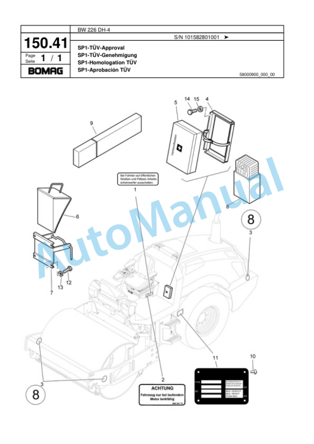 Bomag BW 226 DH-4 Single Drum Wheel Drive Vibratory Roller Spare Parts Catalogue 00817809 4 Bomag BW 226 DH-4 Single Drum Wheel Drive Vibratory Roller Spare Parts Catalogue 00817809-4