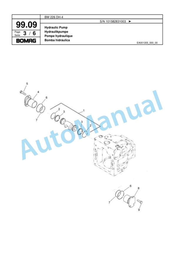 Bomag BW 226 DH-4 Single Drum Wheel Drive Vibratory Roller Spare Parts Catalogue 00817815 4 Bomag BW 226 DH-4 Single Drum Wheel Drive Vibratory Roller Spare Parts Catalogue 00817815-4
