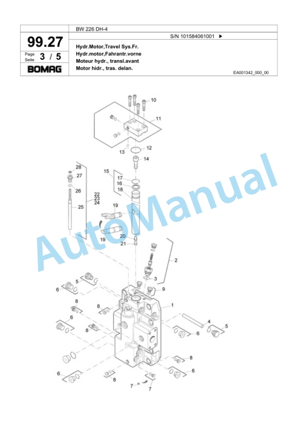 Bomag BW 226 DH-4 Single Drum Wheel Drive Vibratory Roller Spare Parts Catalogue 00818861 3 Bomag BW 226 DH-4 Single Drum Wheel Drive Vibratory Roller Spare Parts Catalogue 00818861-3