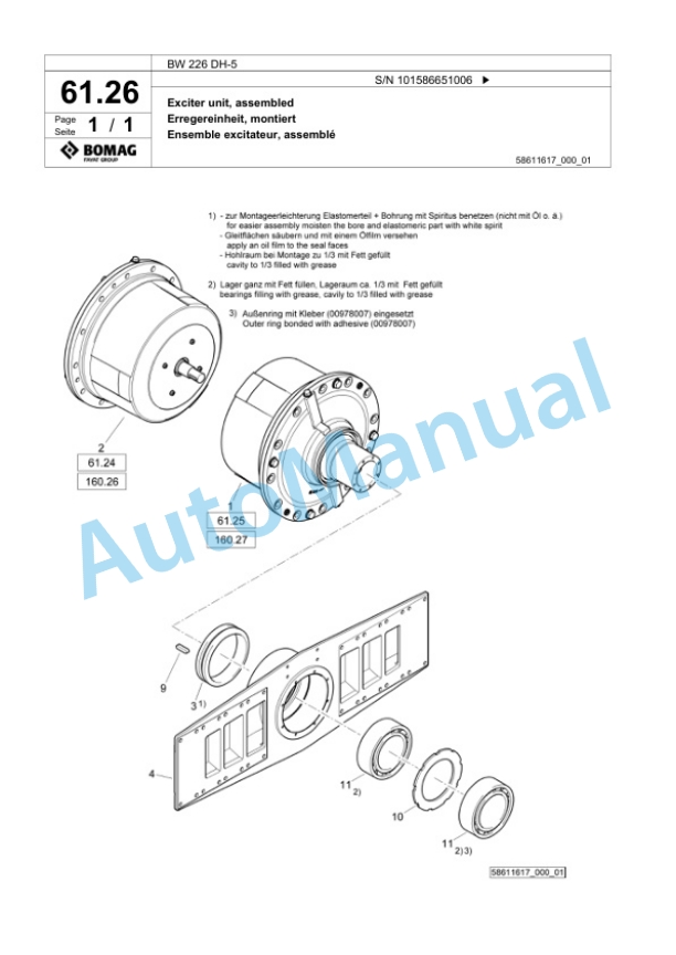 Bomag BW 226 DH-5 Single Drum Wheel Drive Vibratory Roller Spare Parts Catalogue 00825227 2 Bomag BW 226 DH-5 Single Drum Wheel Drive Vibratory Roller Spare Parts Catalogue 00825227-2