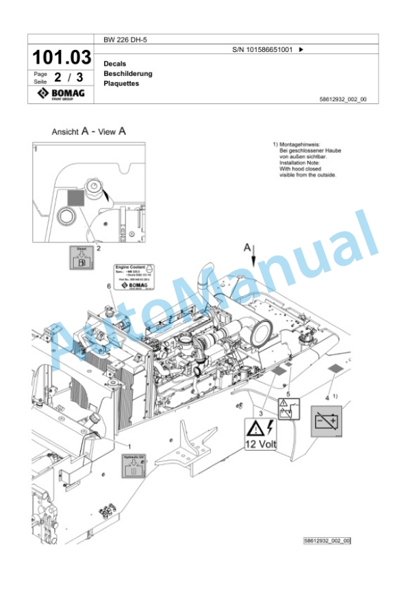 Bomag BW 226 DH-5 Single Drum Wheel Drive Vibratory Roller Spare Parts Catalogue 00825227 3 Bomag BW 226 DH-5 Single Drum Wheel Drive Vibratory Roller Spare Parts Catalogue 00825227-3