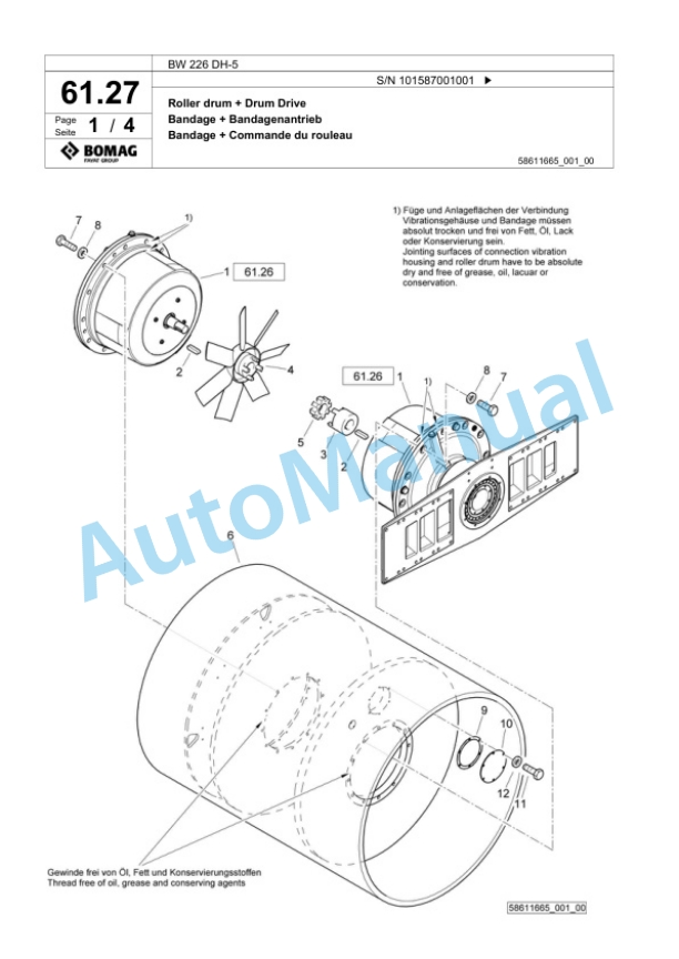 Bomag BW 226 DH-5 Single Drum Wheel Drive Vibratory Roller Spare Parts Catalogue 00825709 2 Bomag BW 226 DH-5 Single Drum Wheel Drive Vibratory Roller Spare Parts Catalogue 00825709-2