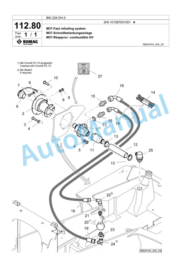 Bomag BW 226 DH-5 Single Drum Wheel Drive Vibratory Roller Spare Parts Catalogue 00825709 3 Bomag BW 226 DH-5 Single Drum Wheel Drive Vibratory Roller Spare Parts Catalogue 00825709-3