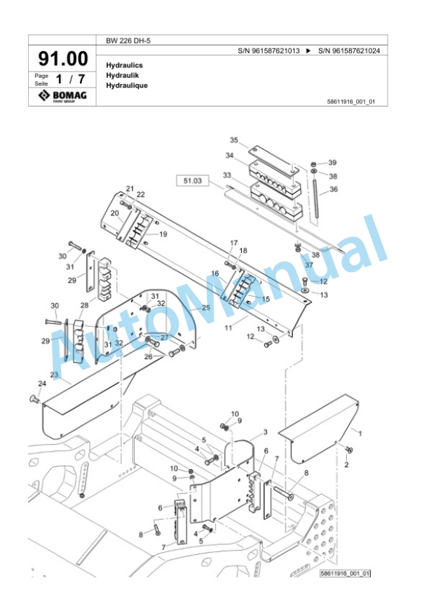Bomag BW 226 DH-5 Single Drum Wheel Drive Vibratory Roller Spare Parts Catalogue 00826363 2 Bomag BW 226 DH-5 Single Drum Wheel Drive Vibratory Roller Spare Parts Catalogue 00826363-2