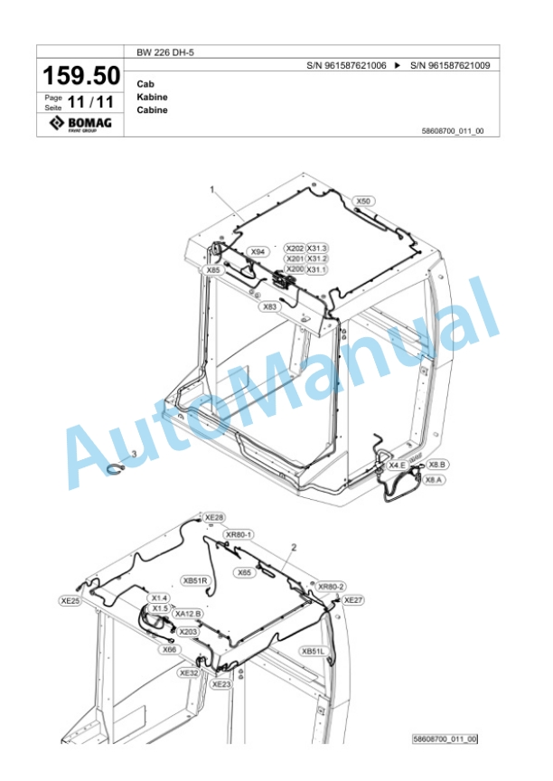 Bomag BW 226 DH-5 Single Drum Wheel Drive Vibratory Roller Spare Parts Catalogue 00826363 5 Bomag BW 226 DH-5 Single Drum Wheel Drive Vibratory Roller Spare Parts Catalogue 00826363-5