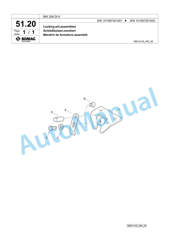 Bomag BW 226 DI-5 Single Drum Wheel Drive Vibratory Roller Spare Parts Catalogue 00825841 2 Bomag BW 226 DI-5 Single Drum Wheel Drive Vibratory Roller Spare Parts Catalogue 00825841-2