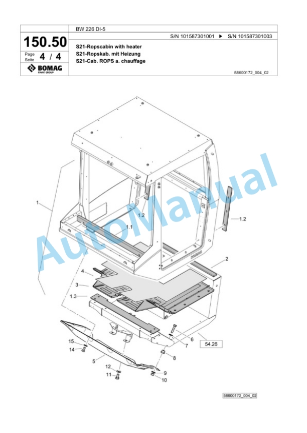 Bomag BW 226 DI-5 Single Drum Wheel Drive Vibratory Roller Spare Parts Catalogue 00825841 5 Bomag BW 226 DI-5 Single Drum Wheel Drive Vibratory Roller Spare Parts Catalogue 00825841-5