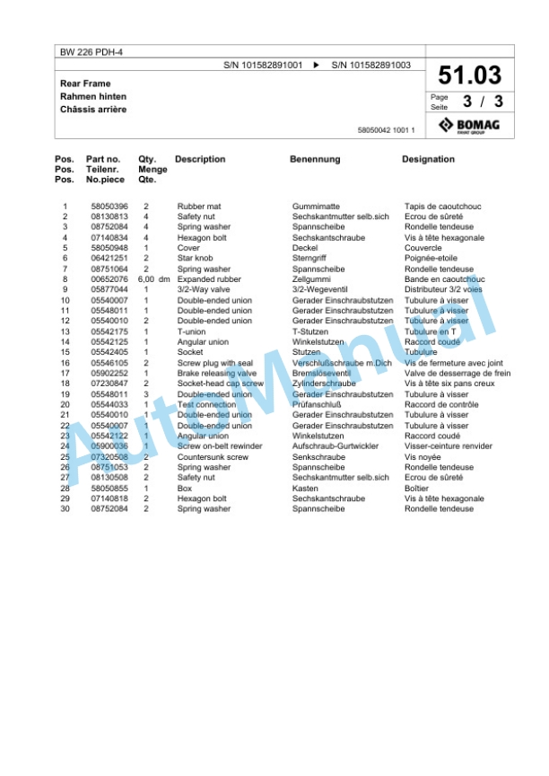 Bomag BW 226 PDH-4 Single Drum Wheel Drive Vibratory Roller Spare Parts Catalogue 00818075 2 Bomag BW 226 PDH-4 Single Drum Wheel Drive Vibratory Roller Spare Parts Catalogue 00818075-2
