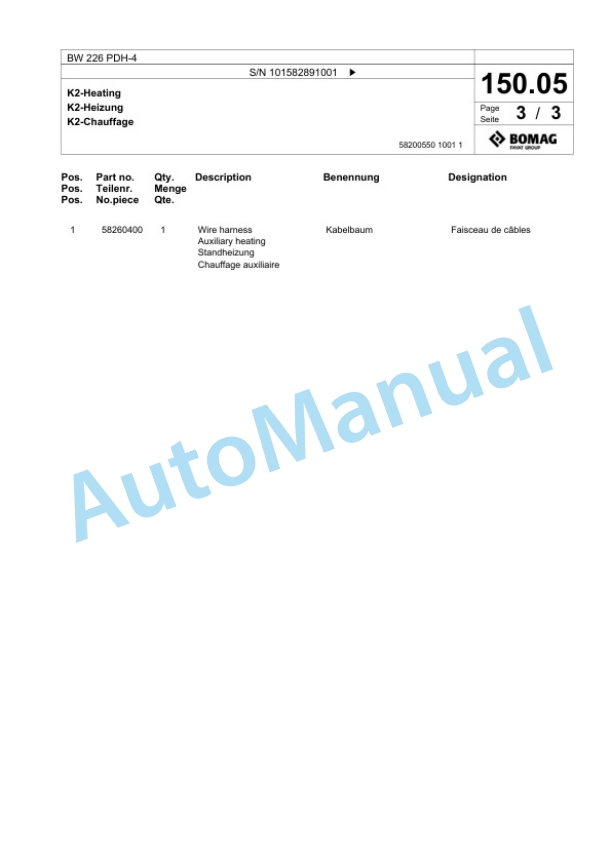 Bomag BW 226 PDH-4 Single Drum Wheel Drive Vibratory Roller Spare Parts Catalogue 00818075 4 Bomag BW 226 PDH-4 Single Drum Wheel Drive Vibratory Roller Spare Parts Catalogue 00818075-4