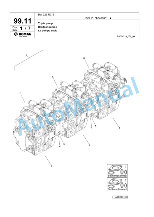 Bomag BW 226 RC-5 Single Drum Wheel Drive Vibratory Roller Spare Parts Catalogue 00824819 3 Bomag BW 226 RC-5 Single Drum Wheel Drive Vibratory Roller Spare Parts Catalogue 00824819-3