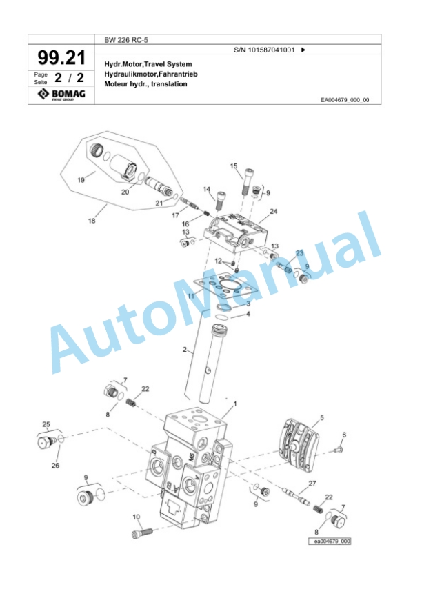 Bomag BW 226 RC-5 Single Drum Wheel Drive Vibratory Roller Spare Parts Catalogue 00825715 3 Bomag BW 226 RC-5 Single Drum Wheel Drive Vibratory Roller Spare Parts Catalogue 00825715-3