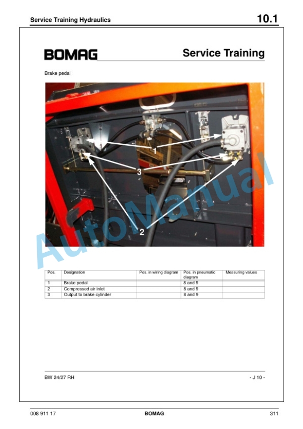 Alternative view of Bomag BW 24 RH, BW 27 RH Rubber Tire Roller Service Manual 00891117