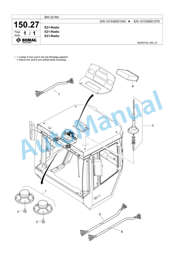 Bomag BW 24 RH Pneumatic Tyred Roller Spare Parts Catalogue 00817755 4 Bomag BW 24 RH Pneumatic Tyred Roller Spare Parts Catalogue 00817755-4