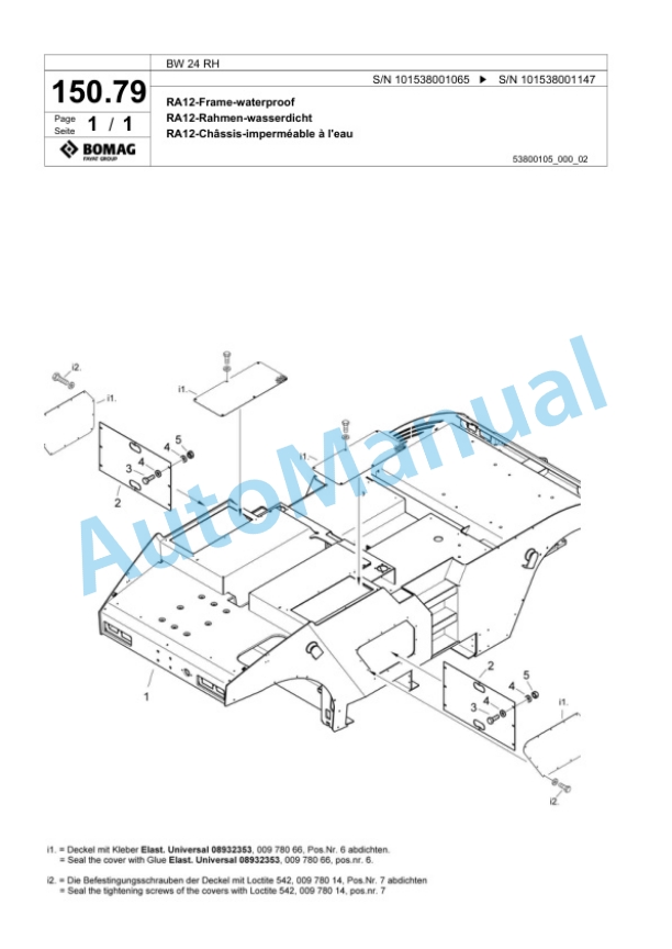 Bomag BW 24 RH Pneumatic Tyred Roller Spare Parts Catalogue 00817755 5 Bomag BW 24 RH Pneumatic Tyred Roller Spare Parts Catalogue 00817755-5