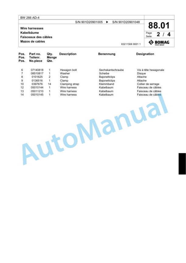 Bomag BW 266 AD-4 Tandem Vibratory Roller Spare Parts Catalogue 00818527 3 Bomag BW 266 AD-4 Tandem Vibratory Roller Spare Parts Catalogue 00818527-3