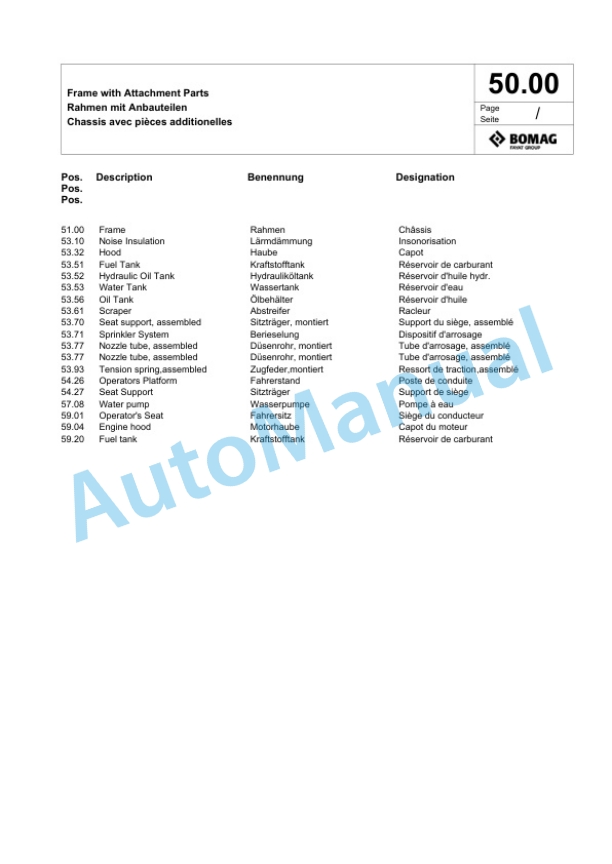 Bomag BW 27 RH-4i BC Pneumatic Tyred Roller Spare Parts Catalogue 00825087 2 Bomag BW 27 RH-4i BC Pneumatic Tyred Roller Spare Parts Catalogue 00825087-2
