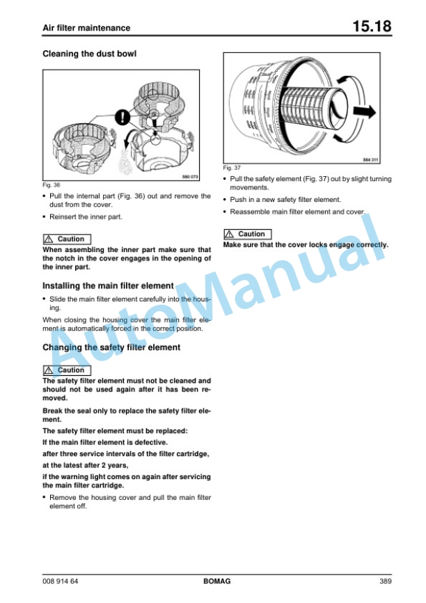 Alternative view of Bomag BW 27 RH Rubber Tire Roller Service Manual 00891464
