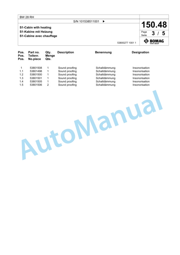 Bomag BW 28 RH Pneumatic Tyred Roller Spare Parts Catalogue 00826041 4 Bomag BW 28 RH Pneumatic Tyred Roller Spare Parts Catalogue 00826041-4