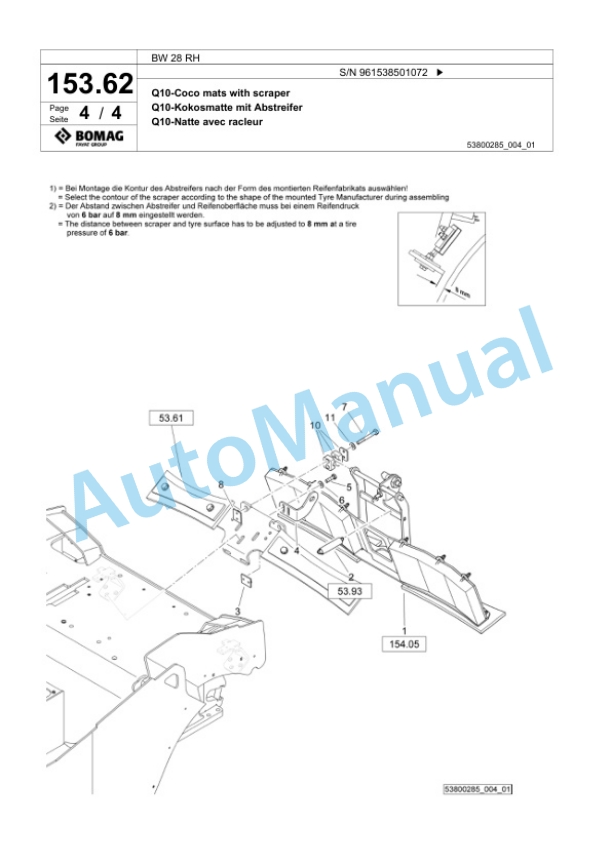 Bomag BW 28 RH Pneumatic Tyred Roller Spare Parts Catalogue 00826173 5 Bomag BW 28 RH Pneumatic Tyred Roller Spare Parts Catalogue 00826173-5