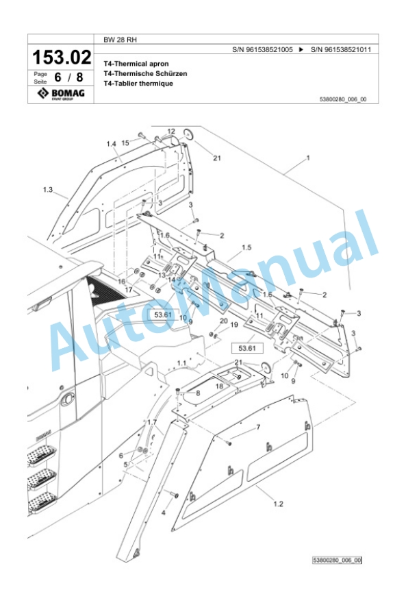 Bomag BW 28 RH Pneumatic Tyred Roller Spare Parts Catalogue 00826177 4 Bomag BW 28 RH Pneumatic Tyred Roller Spare Parts Catalogue 00826177-4