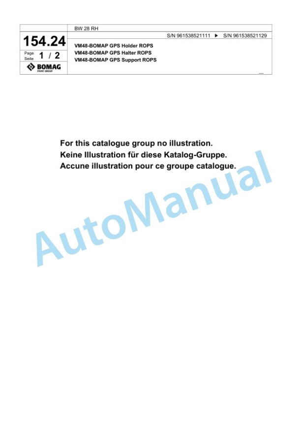 Bomag BW 28 RH Pneumatic Tyred Roller Spare Parts Catalogue 00826177 5 Bomag BW 28 RH Pneumatic Tyred Roller Spare Parts Catalogue 00826177-5