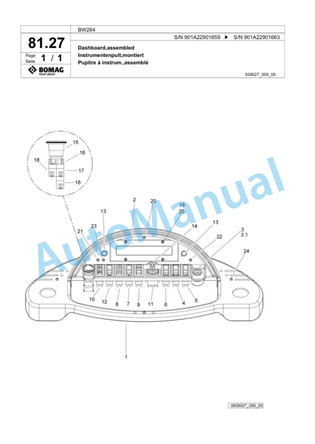 Bomag BW 284 Tandem Vibratory Roller Spare Parts Catalogue 00817829 3 Bomag BW 284 Tandem Vibratory Roller Spare Parts Catalogue 00817829-3