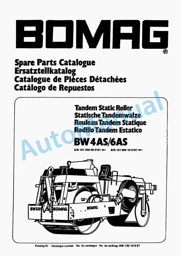 Bomag BW 4AS, BW 6AS Tandem Static Roller Spare Parts Catalogue 00813910 1 Bomag BW 4AS, BW 6AS Tandem Static Roller Spare Parts Catalogue 00813910