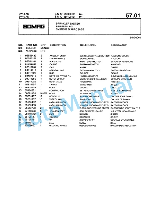 Bomag BW 4AS, BW 6AS Tandem Static Roller Spare Parts Catalogue 00813910 4 Bomag BW 4AS, BW 6AS Tandem Static Roller Spare Parts Catalogue 00813910-4