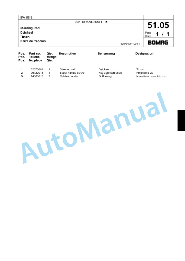 Bomag BW 55 E Single-Drum Vibration Roller Spare Parts Catalogue 00817553 4 Bomag BW 55 E Single-Drum Vibration Roller Spare Parts Catalogue 00817553-4