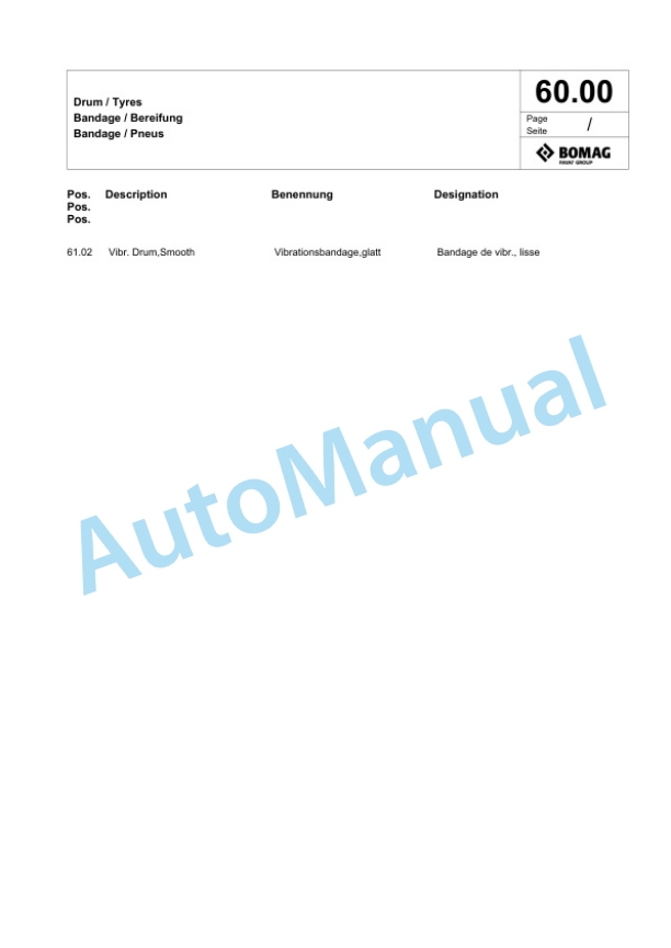 Bomag BW 55 E Single-Drum Vibration Roller Spare Parts Catalogue 00825513 3 Bomag BW 55 E Single-Drum Vibration Roller Spare Parts Catalogue 00825513-3