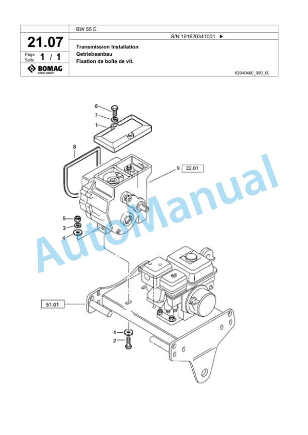 Bomag BW 55 E Single-Drum Vibration Roller Spare Parts Catalogue 00825899 2 Bomag BW 55 E Single-Drum Vibration Roller Spare Parts Catalogue 00825899-2