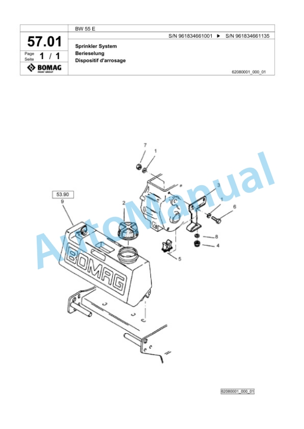Bomag BW 55 E Single-Drum Vibration Roller Spare Parts Catalogue 00826473 4 Bomag BW 55 E Single-Drum Vibration Roller Spare Parts Catalogue 00826473-4