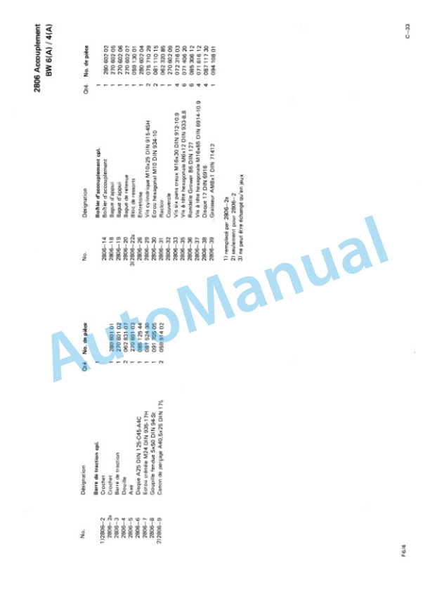 Bomag BW 6, BW 6S Towed Vibratory Rollers Spare Parts Catalogue 00812402 FR 4 Bomag BW 6, BW 6S Towed Vibratory Rollers Spare Parts Catalogue 00812402 FR-4