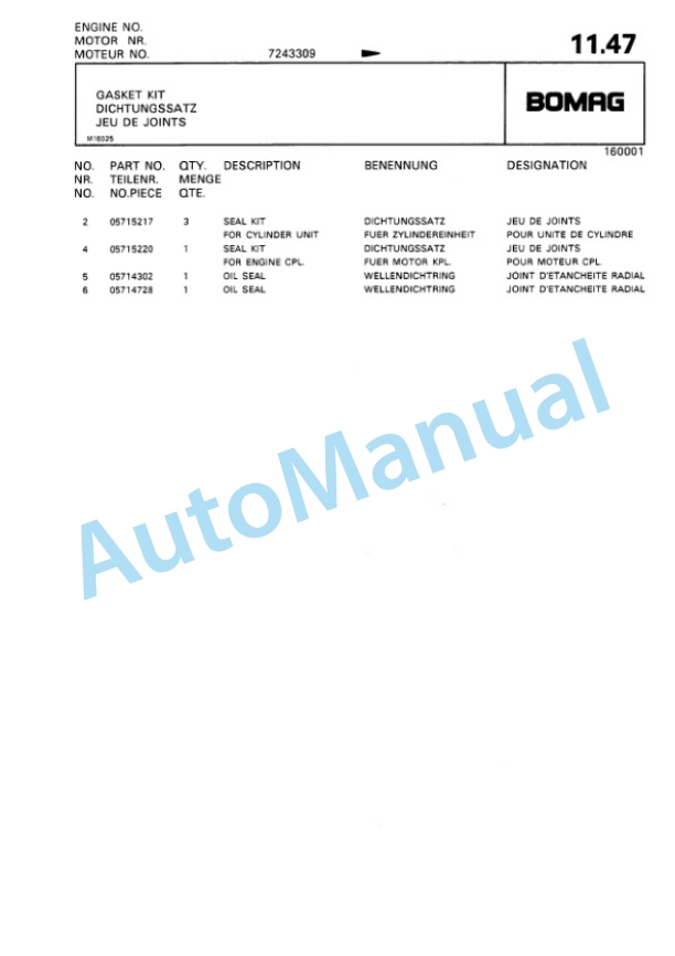 Bomag BW 6, BW 6S Towed Vibratory Rollers Spare Parts Catalogue 00812403 3 Bomag BW 6, BW 6S Towed Vibratory Rollers Spare Parts Catalogue 00812403-3