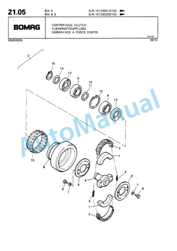 Bomag BW 6, BW 6S Towed Vibratory Rollers Spare Parts Catalogue 00812403 5 Bomag BW 6, BW 6S Towed Vibratory Rollers Spare Parts Catalogue 00812403-5