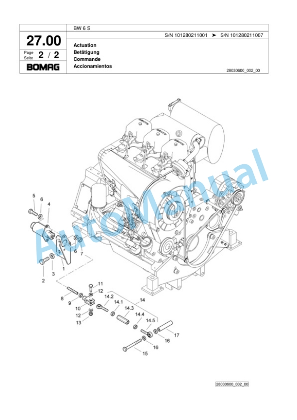 Bomag BW 6 S Tower Roller Spare Parts Catalogue 00817957 4 Bomag BW 6 S Tower Roller Spare Parts Catalogue 00817957-4